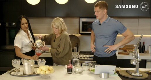 Martha Stewart's kitchen demo with Carl Nassib at the Samsung launch