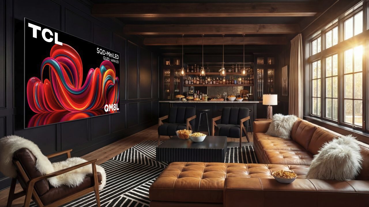 TCL X-Series in a moody premium living room