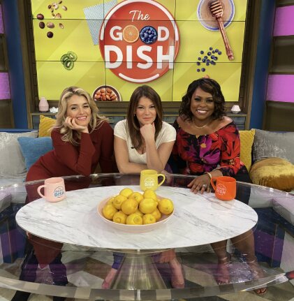Daphne Oz, Gail Simmons, and Jamika Pessoa on The Good Dish set